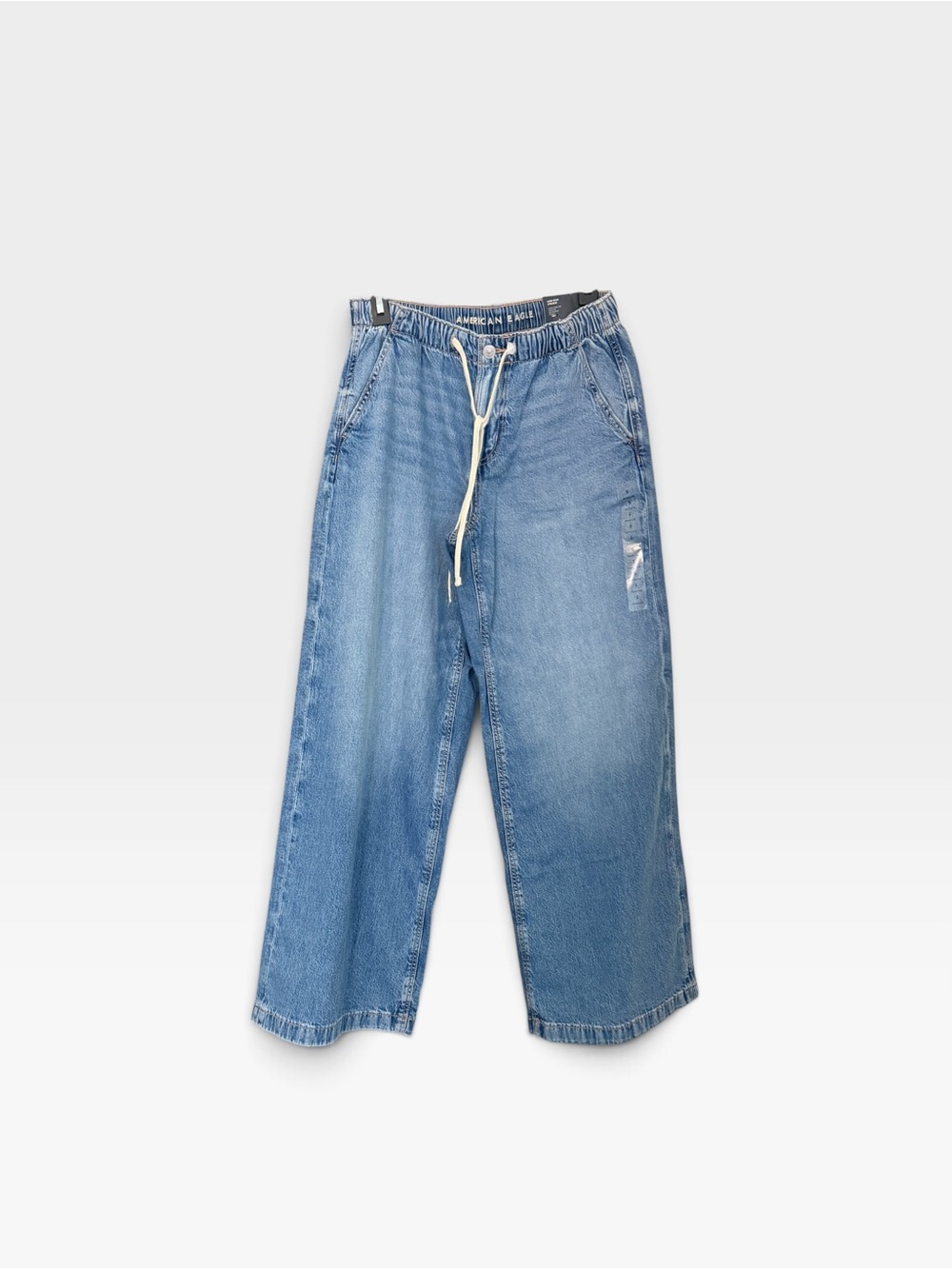 American eagle BNWT Blue Denim Ultra wide leg Drawstring Jeans Size Small